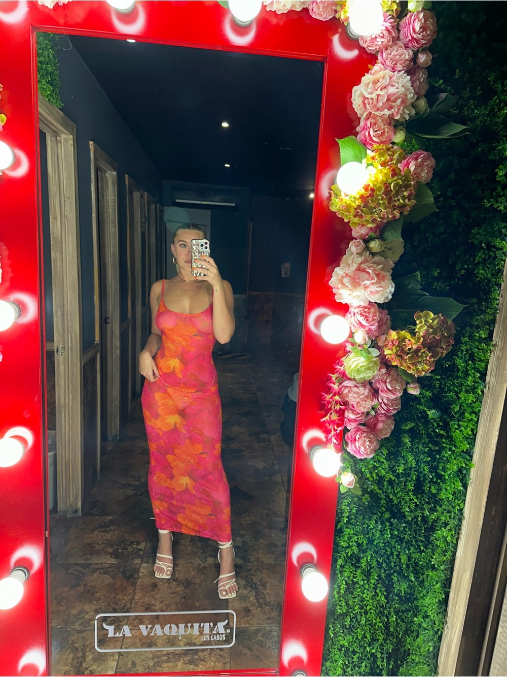 Peppermayo Pink & Orange Floral Slip Maxi Dress